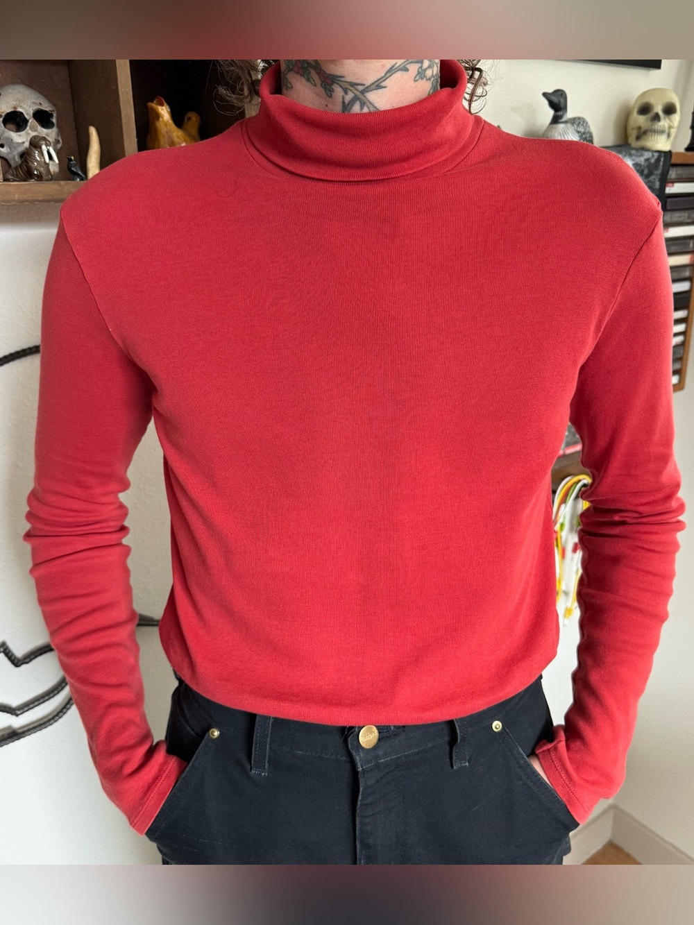 Vintage 90s Burnt Red Knit Turtleneck United Colors of Benetton ~ Size Small
